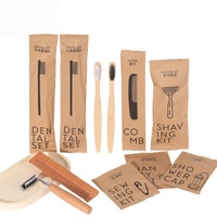 Kit d'articles de toilette jetables écologiques en papier kraft pour chambre d'hôtel
