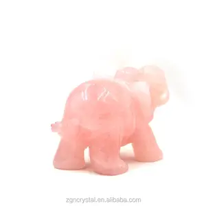 핫 세일 고품질의 아름다운 로즈 쿼츠 크리스탈 조각 코끼리 홈 장식