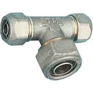 Accesorio en T de doble reducción para tubería Cobra-Pex, tamaños de 16mm, 20mm, 25mm, prensa de cobre suave apta para cabezal de modelo en caja de agua de Plomería - Product Image 1