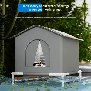 בית חיות מחמד קטן, אקולוגי, עמיד למים ועמיד בפני גשם לחורף, עם סגירת כפתורים, אוהל חם לכלבים, דוגמה אחידה - Product Image 2