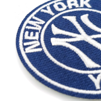 Patchs en tissu non tissé personnalisés MLB New York, brodés à la main, thermocollants, avec bordure découpée au laser, couleur personnalisée