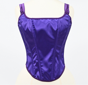 Top Corsé de Satén Elegante para Mujer, Top Corto Brillante de Seda con Cuello Cuadrado, Bustier Sexy para Fiesta Nocturna y Club, con Tirantes Anchos y Diseño de Espina de Pescado - Product Image 5