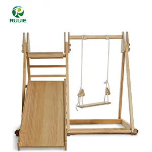 Giochi da arrampicata In legno per bambini In legno per bambini 3 In 1 struttura per arrampicata con altalena per bambini