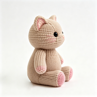 Jouet en peluche tricoté en forme de chaton, provenant directement de l'usine, figurine de chat assis en peluche tricotée, poupée animale en peluche tricotée en gros