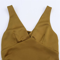 Robe midi sans manches en satin à col en V pour femme avec volants, motif uni, automne, écologique, respirante, fabricant OEM/ODM