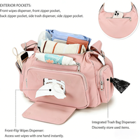 Sac à langer matelassé en gros, sac de rangement durable pour poussette, sac à bandoulière tendance pour femme avec distributeur de lingettes et de sacs poubelles