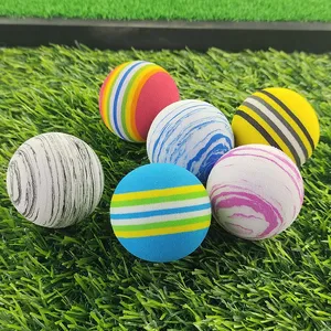 Venta al por mayor de pelotas de golf interactivas de esponja EVA amarillas y azules, pelotas de entrenamiento con sonajero para masticar en interiores - Product Image 5