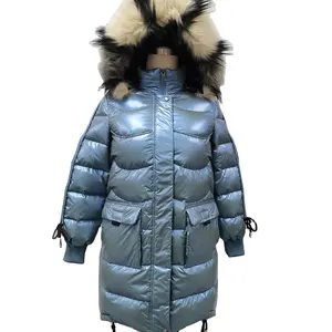 Wholesale Winter ladies Natural Fur Long Padding Jacket Fashion Coats Parka