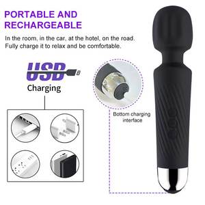 USB-Aufladbarer Massage-Silikonstab Vibrierendes Selbstbefriedigungsgerät für Frauen Vibrierender Massagestab - Product Image 5