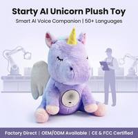 Peluche Licorne Interactive Intelligente Personnalisée avec Commande Vocale IA, Animal en Peluche Parlant Multilingue avec Contrôle par Application
