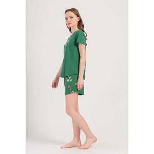 Chaqueta de dormir ovalada de manga corta con cuello redondo para mujer - Product Image 3