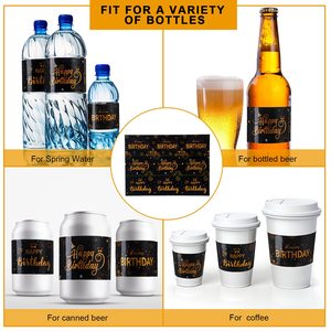 Étiquettes personnalisées pour bouteilles, 30 pièces, noir et or, imperméables, pour décorations de fête d'<span class=keywords><strong>anniversaire</strong></span>, vente en gros, directement de l'usine - Product Image 5