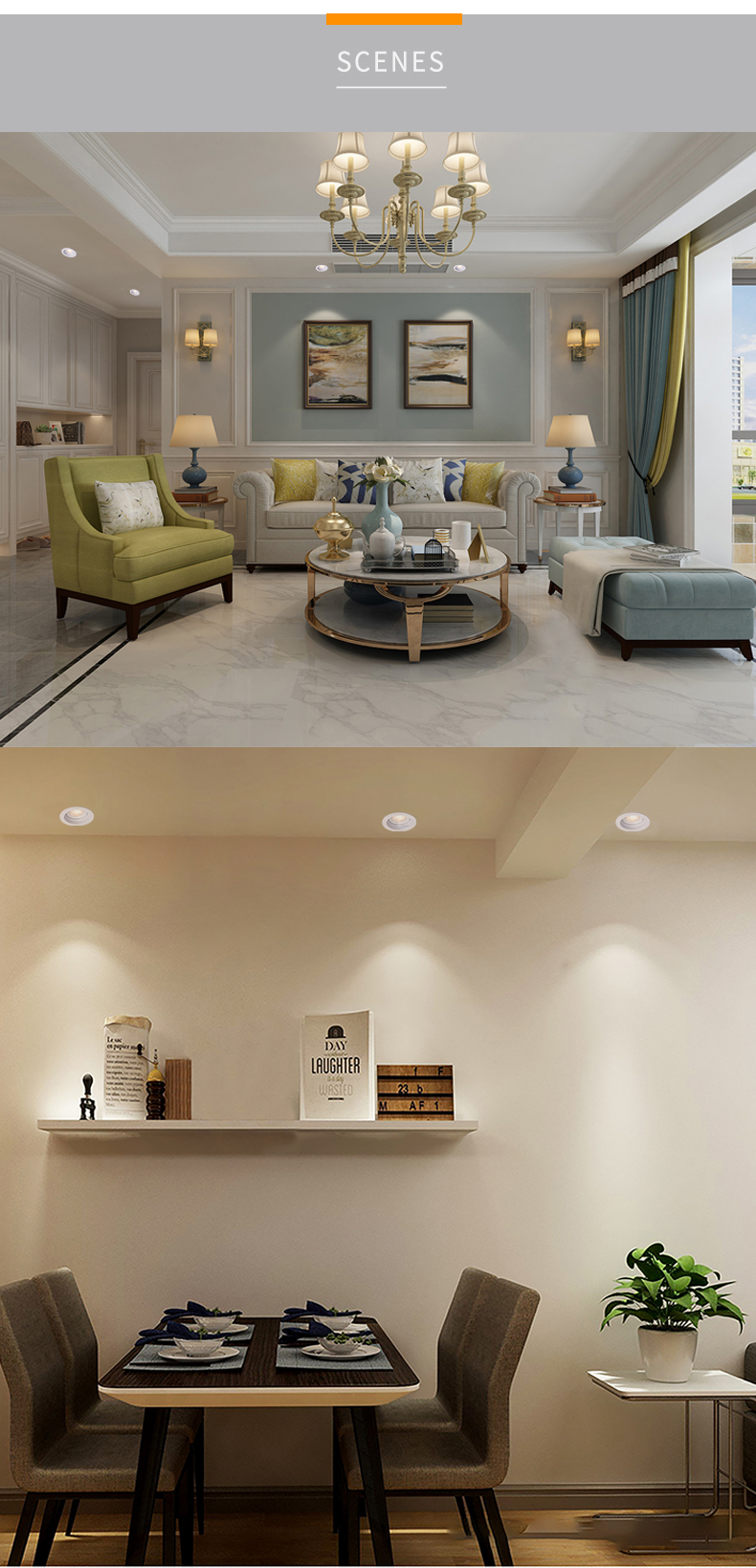 Apartment Recessed Cob Downlight GU5.3 Round Black Adjustable LED Down Light