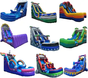 Manufacturer cheap commercial inflatable slide waterslide with pool