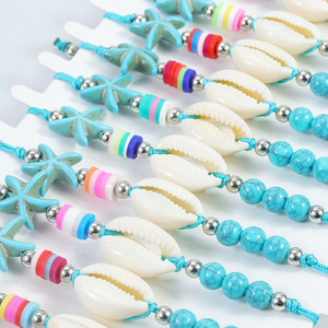 Summer Sandy Turquoise Starfish Beads <b>Bracelet</b> Women's Bohemian Natural Sea <b>Shell</b> Strap Ball-shaped for Gift - Product Image 5