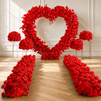 Arche de fleurs en forme de cœur, toile de fond en soie, taille personnalisée 2m x 2m, décoration pour événements de mariage, MOQ 1 pièce