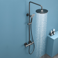 Ensemble de douche thermostatique double fonction de style classique en laiton massif noir mat avec douchette à main