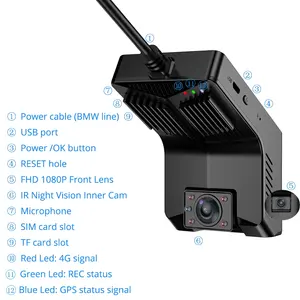 Karadar T2 4G 자동차 DVR Dashcam GPS 추적 듀얼 렌즈 1080p 해상도 비디오 레코더 12 개월 보증 - Product Image 3