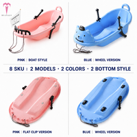 Luge multi-terrain pour enfants, motif ours de dessin animé, en PEHD, pour neige, herbe, sable, capacité 120 kg, jouet d'hiver robuste pour l'extérieur, certifié CE EN71, direct usine
