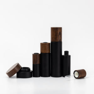 Bottiglie di vetro viola scuro all'ingrosso e barattoli di vetro con coperchio <span class=keywords><strong>in</strong></span> legno di frassino scuro di alta qualità e flacone contagocce - Product Image 3