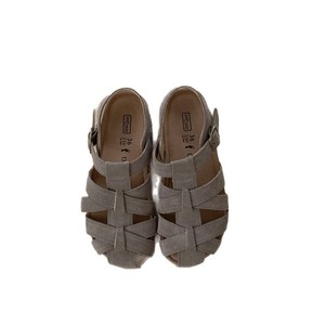 Flat <b>Sandals</b> <b>Women</b> Open Toe Strappy Buckle Design Faux Suede Summer Korean Style Breathable Rubber Outsole - Product Image 5