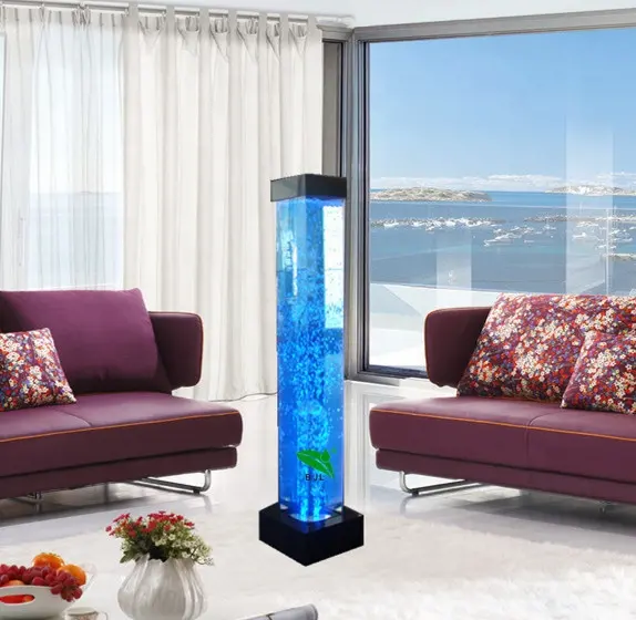 सुंदर वर्ग पानी के बुलबुले प्रकाश ट्यूब बदलते रंग एलईडी बेडरूम फर्नीचर
