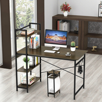 Bureau en bois moderne de 47 pouces, étagères en métal à 4 niveaux, 2 crochets, bureau moderne en bois de 47 pouces, étagères en métal à 4 niveaux, 2 crochets, bureau à domicile