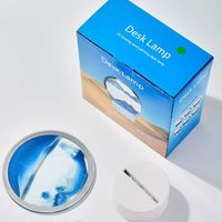 Lampe LED 3D à sable mouvant, paysage artistique, en verre circulaire, effet de fond de mer, cadre de sable fluide, lampe de bureau à capteur tactile pour la maison