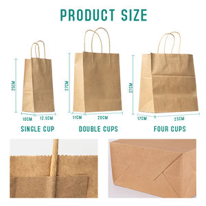 Sacs en papier kraft brun personnalisés avec logo, qualité alimentaire, avec poignées, sacs promotionnels écologiques pour café, impression flexo - Product Image 6