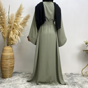 1838# Super Popular Solid Color With Pearls Simplicity Elegant Muslim <b>Islamic</b> Dubai Eid Abaya - Product Image 6