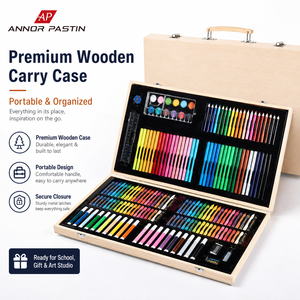 Set di Strumenti Artistici AP per Disegno, Artigianato e Pittura, Materiali per Colorare in Scatola di Legno per Bambini e Scuola - Product Image 3