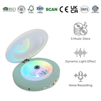 Jouet enregistreur CD en bois avec 5 disques, lumière LED et son, facile à utiliser, inspiration musicale, jouet éducatif précoce pour enfants européens