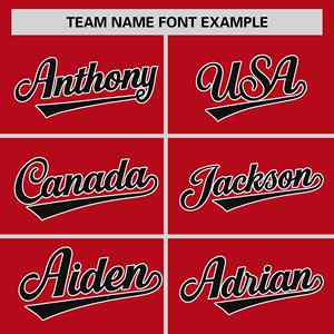 Custom <b>Red</b> <b>Black</b>-White Stripe Fashion Raglan Sleeves Authentic Two-Button Softball Jersey - Product Image 3