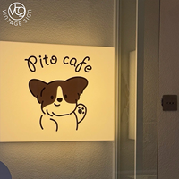 Boîte à lumière LED en acrylique 3D avec texte personnalisé « DT COFFEE » pour signalétique d'angle de café