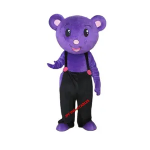 China preço barato roxo cor urso mascote traje com calças pretas
