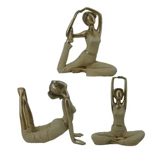 Estatueta de senhora para ioga, resina