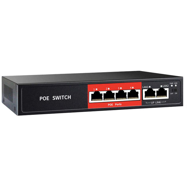 OEM ODM 4 Port 10/100Mbps PoE Ethernet Switch 65W Unmanaged 48V VLAN IEEE802.3af/at Network Switch CCTV IP Camera NVR