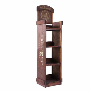 Estante de exhibición de pie de suelo de madera vintage con estantes de tres niveles para licor, vino y bebidas en tienda de <span class=keywords><strong>Bar</strong></span> minorista - Product Image 2