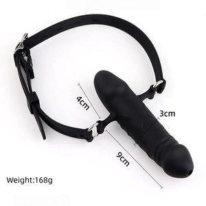 Dildo double-tête en silicone, simulateur de pénis, plug buccal pour la pratique du deep-throating, gag de bondage SM, pour l'entraînement et les jeux entre partenaires gays - Product Image 2