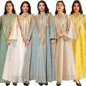 Nuova Abaya Ramadan in <span class=keywords><strong>Stile</strong></span> Mediorientale con Ricami e Paillettes a Prezzo Conveniente, Taglie Forti per Donne - Product Image 1