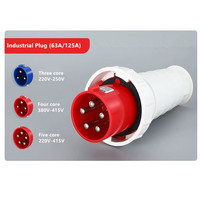 Prise électrique monophasée triphasée IP67 avec prise de courant 3-5 broches 63A/125A 220-415V, prises et fiches industrielles