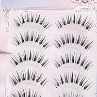 Cils artificiels double couche effet mouillé movpupil, bande transparente, faits à la main, bouquets de cils naturels, emballage personnalisé