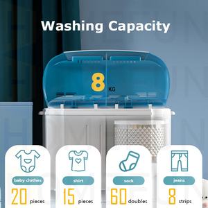 <b>Portable</b> Clothes <b>Washing</b> <b>Machine</b> <b>Mini</b> <b>Twin</b> <b>Tub</b> <b>Washing</b> <b>Machine</b> 8KG Capacity with Spin Dryer <b>Compact</b> Washer - Product Image 4