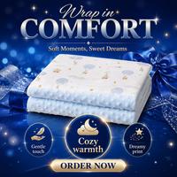 Couverture Bébé en Coton Imprimé Sensoriel 3D Minky Dot Réversible, Douce et Chaude, Motif Montgolfière, pour Literie Nouveau-né et Décoration de Crèche