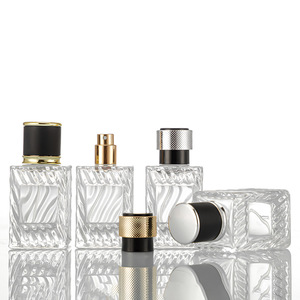 In Stock Water Ripple 50ml Glass Perfume Bottle, Labelable Refillable Fine Mist Spray Bottle - Product Image 2