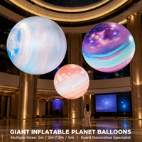 Ballons PVC Planète Terre 2/3/4m avec ventilateur intégré, alimentés par batterie et résistants au vent, garantie 1 an pour usage promotionnel