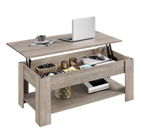 Table basse moderne relevable avec rangement dissimulé et étagère inférieure en bois, mobilier de salon en gros pour appartement et hôtel
