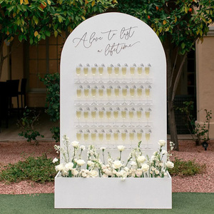 Mur à <span class=keywords><strong>Champagne</strong></span> Personnalisé et Moderne, avec Boîte à Fleurs en Verre, Support pour Événements, Idéal Mariage ou Fête d'Anniversaire - Product Image 1