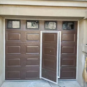 Portes de <span class=keywords><strong>garage</strong></span> sectionnelles automatiques intelligentes en aluminium transparent à bas prix, couleur bois brun, 7x16, pour les maisons - Product Image 1