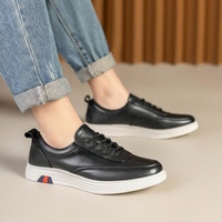 Personnalisation d'usine, personnalisation du logo, OEM, ODM. Sneakers décontractées en cuir véritable pour hommes - Noir et blanc polyvalents, légers